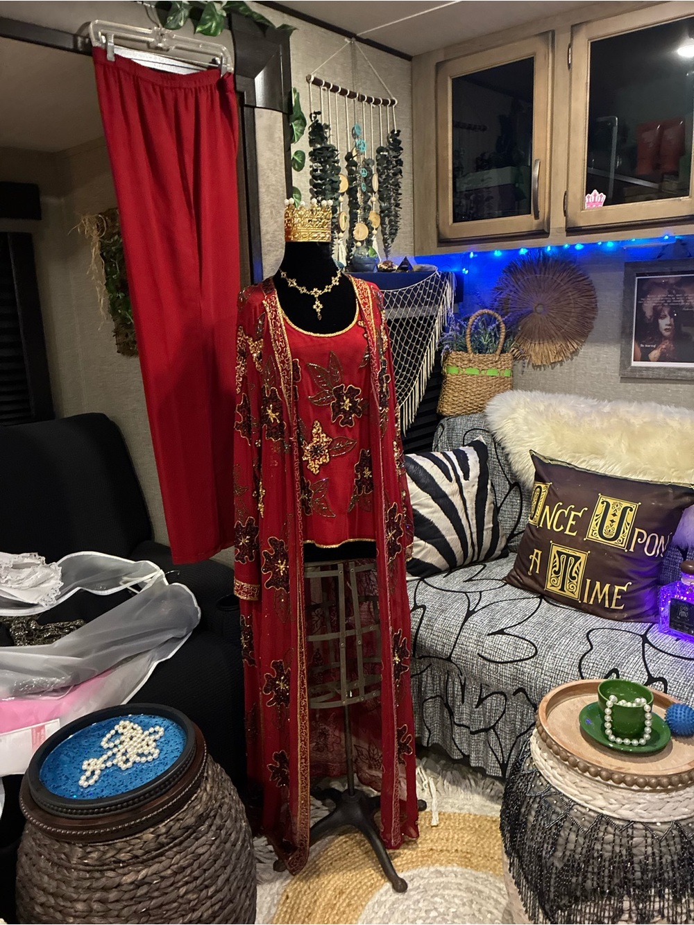 Midnight Velvet vibrant red 3 piece beaded set
